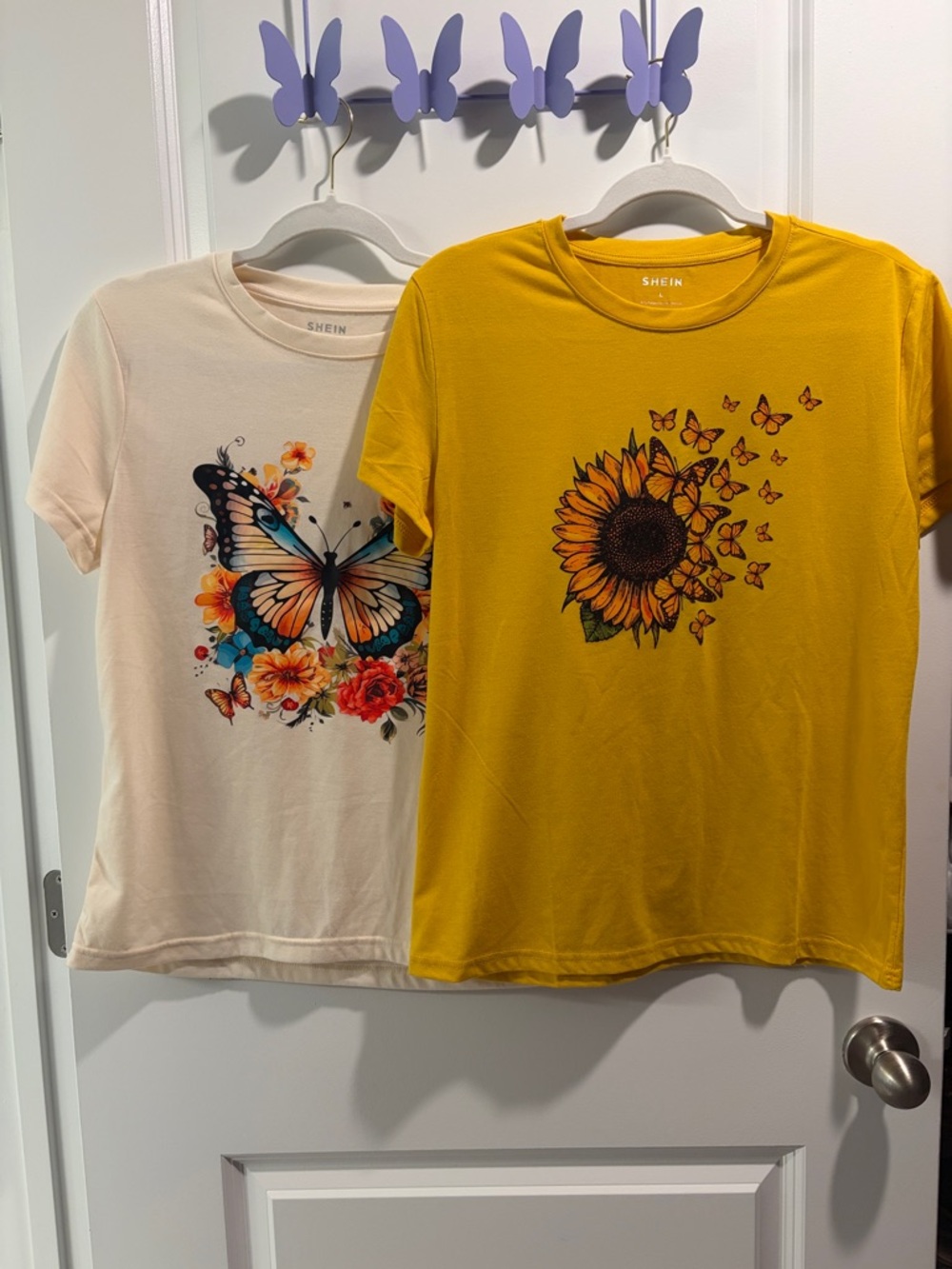SHEIN Butterfly Floral Tees -
